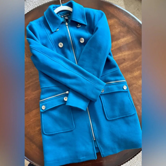 INC International Concepts Women's Coat Teal Full Zip Jacket Half Length Medium - Picture 3 of 8